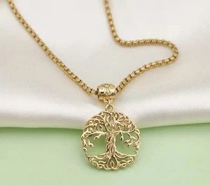 Tree of Life 18k Gold Plated Elegant Vintage Pendant Necklace - Picture 1 of 5
