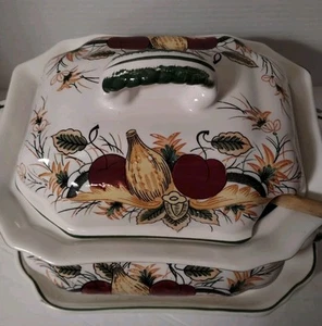 Soup Turreen & Platter Harvest Soup Beautiful Large - Picture 1 of 15