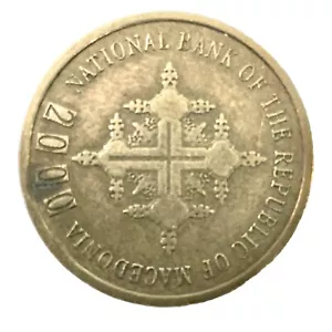 MACEDONIA 1 DENARO 2000 CRISTIANESIMO km9 KRAUSE 12$ VINTAGE 2000 FOLIS DESIGN - Foto 1 di 10