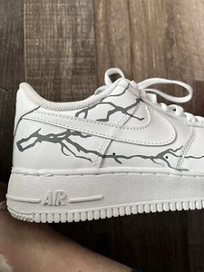 NIKE AF1 Air Force Ones Custom Mens 7.5 Reflective Lightening White c3 - Picture 1 of 9