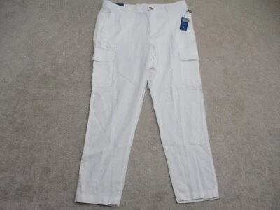 Caribbean Joe Men's 36x30 Linen Blend Cargo Pants White - Image 1 of 4