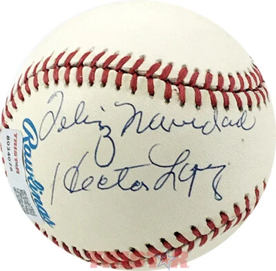 Hector Lopez Autographed AL Baseball Inscribed Feliz Navidad TRISTAR Yankees A's - Image 1 of 2