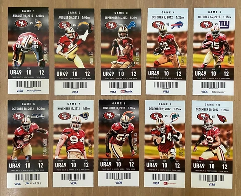 COLIN KAEPERNICK 2012 NFL SAN FRANCISCO 49ERS FOOTBALL FULL TICKETS HOME SEASON Cover