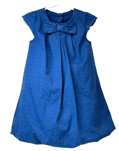 Gymboree Girls Blue Dot w/Bow Jacquard Sleeveless Dress Lined Sz 3T Party Easter - Picture 1 of 7