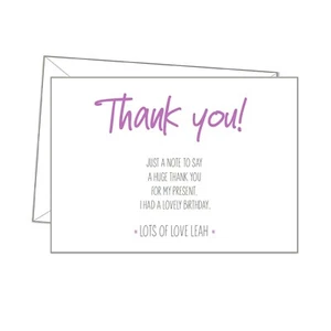 THANKYOU CARDS X10, personalised - birthday party, pink girl women's thanks - Picture 1 of 10