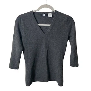 Maglione donna Saks Fifth Avenue 100% cashmere aderente scollo a V manica tre quarti - Foto 1 di 8