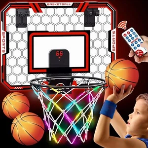 Indoor Basketball Hoop for Kids Mini Board 3 LED Lights For Boys Girls Toy Gift - Picture 1 of 23