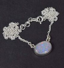 925 Solid Sterling Silver Ethiopian Opal Necklace-15.4 Inch G649