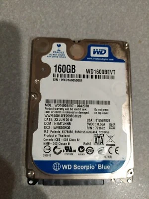 WD Scorpio Blue WD1600BEVT, 160GB, 8MB, 5400rpm, SATA 2,5" HDD - Image 1 of 2