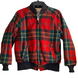 Vintage Lakeland Hockey Bomber Jacket Coat Mens Size 42 Plaid Talon Zipper - Picture 1 of 14