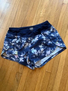 Athleta Girl Athletic Short Size XL/14 Navy Tye Dye with Liner - Picture 1 of 4