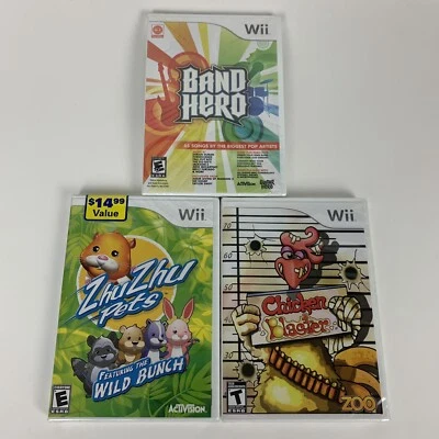 Nintendo Wii Game Lot Band Hero Chicken Blaster Zhu Zhu Pets Brand New Sealed - Image 1 of 4