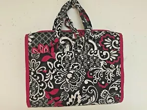 MODELLA Makeup BAG Folding TRAVEL Black White Pink PAISLEY - Picture 1 of 5