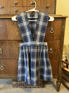 PARKER UNIFORM Girls sz 8 Navy Blue Plaid Pleated Jumper Dress Private School - Picture 1 of 9