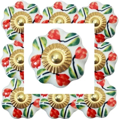 Möbelknöpfe Set 6-8-10 STK   Möbelgriffe Weiß Bunt Keramik Knöpfe Möbelknopf 123 - Bild 1 von 3