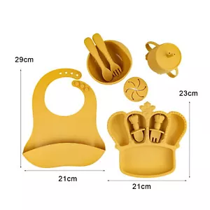 Silicone Baby Feeding Suction Feeder Spoons Forks Cup Utensil Sets Tableware - Picture 1 of 31