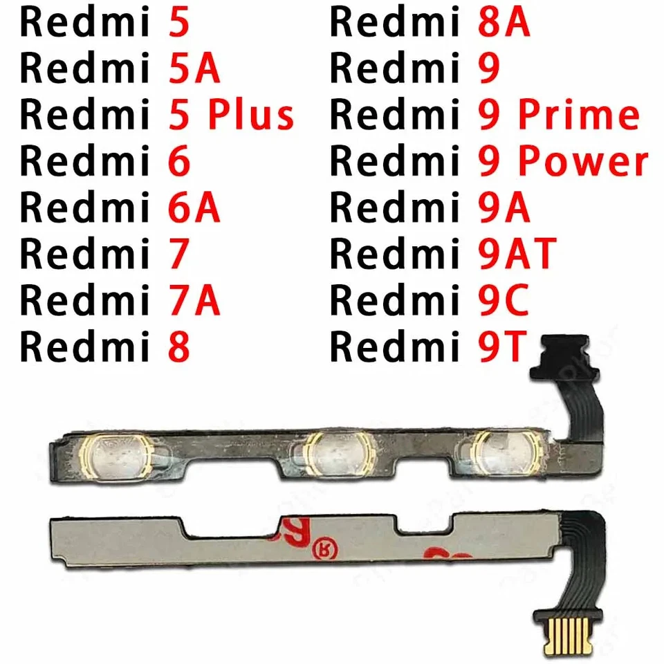 Гибкий кабель включения и выключения клавиши питания для Redmi 5 Plus 6A 7A 8 9A 9T 9 Prime 2 шт. - Изображение 1 из 1