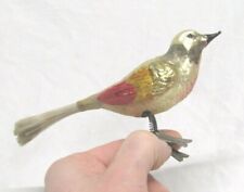 German Antique Victorian Glass Jumbo Clip On Bird Christmas Ornament 1900's 
