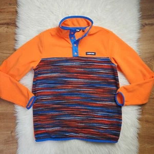 Lands End Orange Blue Kids Pullover Fleece L 14/16 NWOT - Picture 1 of 3