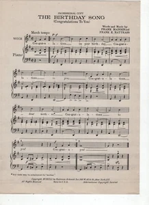Vintage Sheet Music - The Birthday Song - Madden, Nattrass - 1941 - Picture 1 of 1