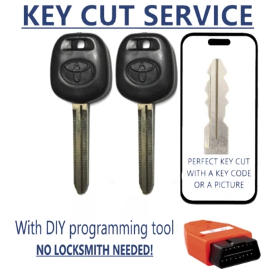 KEY CUT SERVICE + 2 TOYOTA UNCUT TRANSPONDER 4D DOT CHIP Keys + DIY TOOL - Image 1 of 4