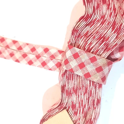 Vtg NOS Tidy Trim Red White Gingham Check Bias Tape 12 Yard x 1/2" - Image 1 of 4
