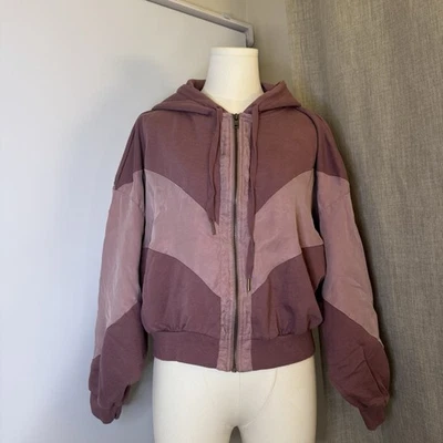 ROSA Victorias Secret Sudadera con Capucha Cremallera Completa Ala de Murciélago Mangas Dolman Malva S Foto 1 de 4