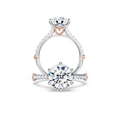 1.70 Ct Round Cut 14K Multi Gold IGI Certified Lab Grown Engagement Diamond Ring - Image 1 of 4