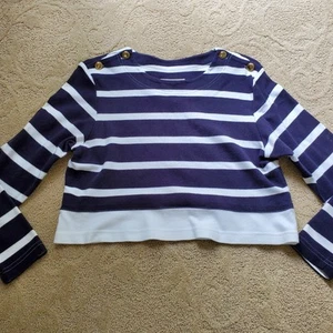 Sara Campbell X Talbots Crop Striped Pullover Sz Petite Medium - Picture 1 of 5