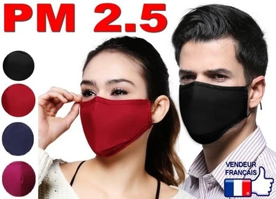 Masque Tissu Anti-Pollution + Filtre Charbon Actif sanitaire Pm2.5 N95 - Photo 1/4