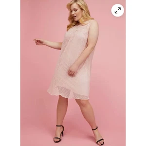 LANE BRYANT NWT size 14/16 pink Blush Embroidered Dot Mesh Swing Dress Beautiful - Picture 1 of 15
