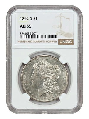 1892-S $1 NGC AU55 - Morgan Dollar - Key Date Morgan Dollar - Image 1 of 4
