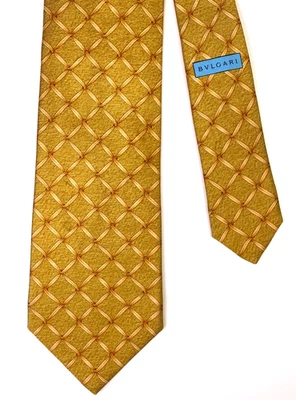 Corbata BVLGARI Para Hombre SEVENFOLD 100% Seda ITALIA Lujo Oro Bronce Cinta Usada en Excelente Condición Foto 1 de 4