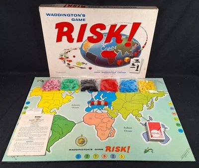 Vintage RISK Board Game Waddingtons War Strategy 1960s Complete  - Image 1 of 4