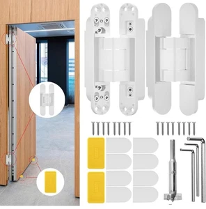 Cerniere per Porte Nascoste 6" Bianco, Oscillazione Silenziosa 180°, Regolabili in 3 Vie, Confezione da 2 - Foto 1 di 6