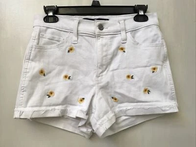 Shorts Hollister Feminino Branco Cintura Alta Curto 3" Macio Elástico Tamanho 5 Girassol - Imagem 1 de 4