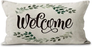 Welcome 12X20 Porch Pillow Covers, Farmhouse Patio Decor, Outdoor Throw Pillows - Picture 1 of 6
