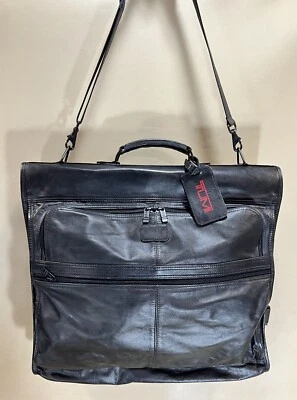 "Bolso de ropa vintage Tumi de cuero colombiano negro 22"" plegable raro" Foto 1 de 4