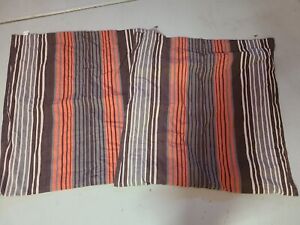 Pottery Barn Teen "Brown Orange Striped" 44 X 96 Lined Drapes  - 2 Panels