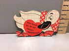 Vtg Valentine Card 30's Stuffed Toy Duck Red & Black "Now DUCKY Be My Sweet-" d2