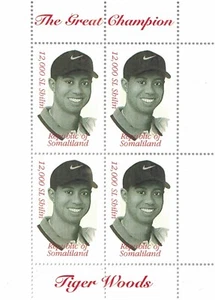 TIGER WOODS GOLF CHAMPION MNH STAMP SHEETLET - Imagen 1 de 1
