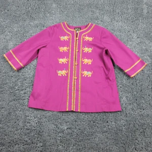 Bob Mackie Jacket Womens 1X Purple Embroidered Elephants Wearable Art - Picture 1 of 11