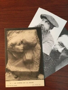 FOTO FIRMADA POR AUGUSTE RODIN, LE POETE ET LA MUSE 1905 - Imagen 1 de 2