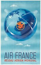 Original Vintage Air France Poster - Plaquet - Pegasus Shrimp - Aviation - 1948