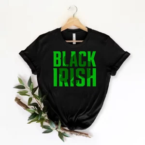 Black Irish St. Patrick's Day Shirt, Bright Green Logo Size S-5xl - Picture 1 of 4