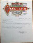 Circus & Theatre Poster Printer 1914 Color Letterhead: 'Donaldson Lithographing'