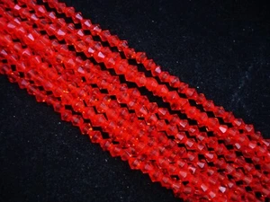 Glass Beads 4mm Bi Cones Red 60cm Strand DIY Bracelets - Picture 1 of 1