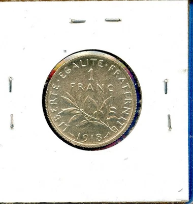 Semeador de prata 1918 França era Primeira Guerra Mundial mulher 1 franco #18 não circulado BU MS - Imagem 1 de 3