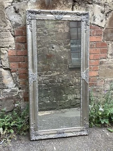 EXTRA LARGE SILVER FINISH FRAMED RECTANGULAR BEVEL LEANING MIRROR ~ PICK UP ONLY - Picture 1 of 5