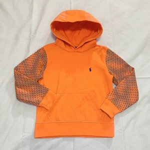 Polo Ralph Lauren Pullover Sweatshirt Hoodie Kids Size S (8) Raglan Neon Orange - Picture 1 of 6